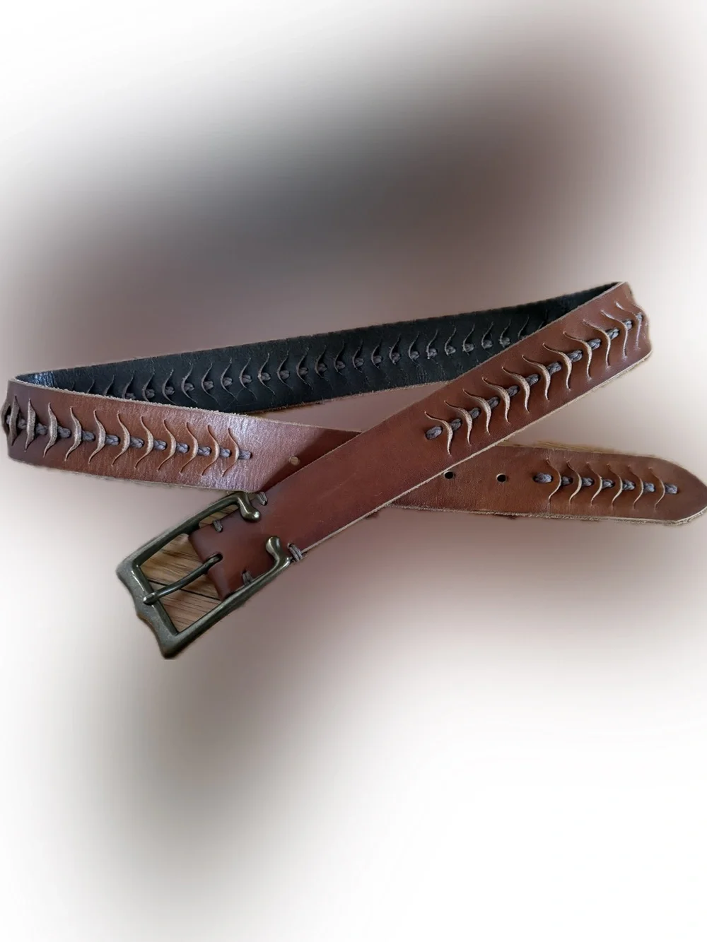 Braided Accent Women's Leather Belt - Brown